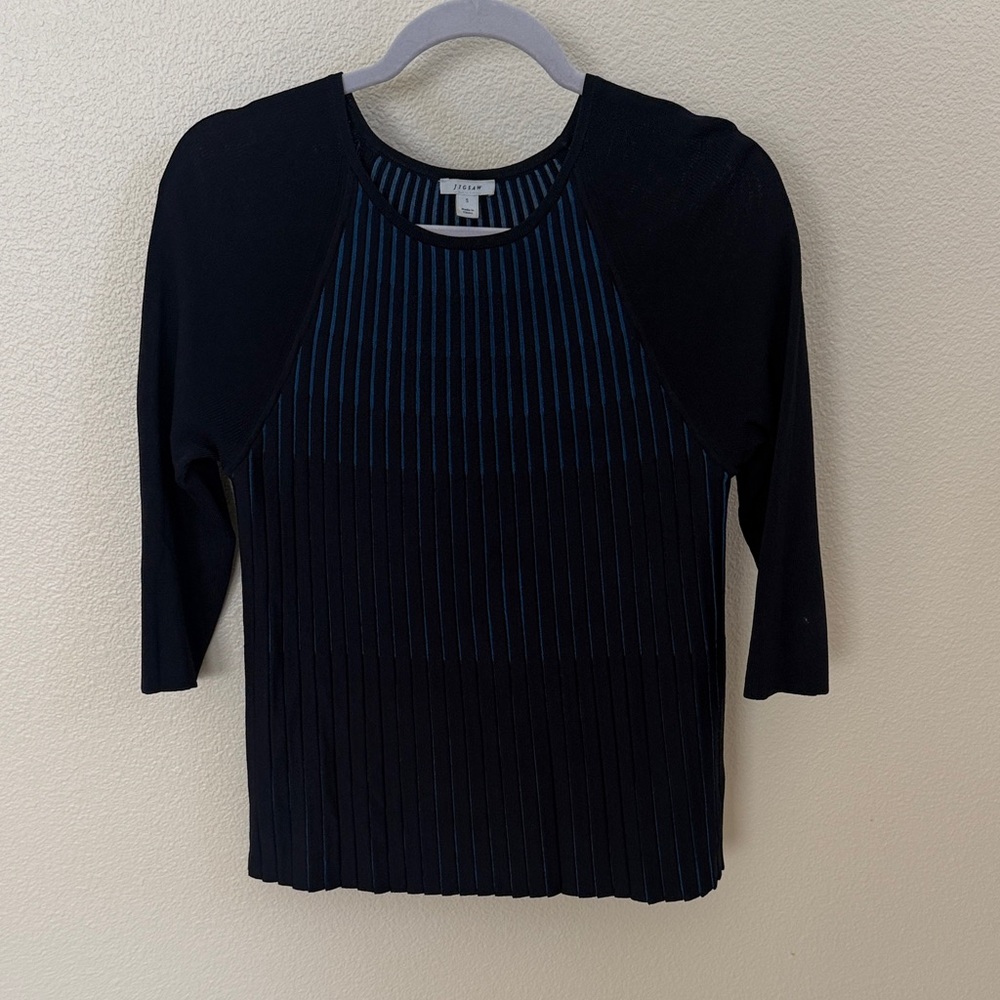 Jigsaw Navy Striped thin sweater
